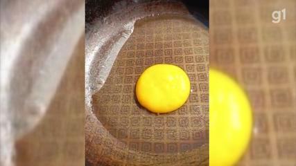 Moradora de Boraceia aproveita calor para 'fritar' ovo na mureta de casa